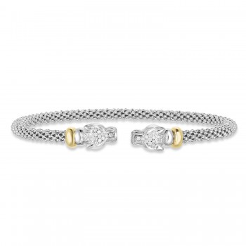 Diamond Panther Bracelet in Sterling Silver & 18K Gold (0.15ct)