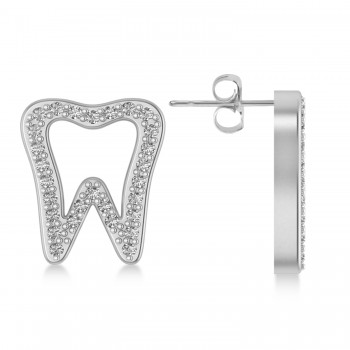 Diamond Tooth Outline Earrings 14k White Gold (0.28ct)