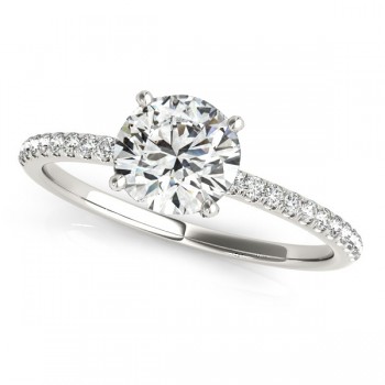 Diamond Accented Engagement Ring Setting 14k White Gold (0.62ct)