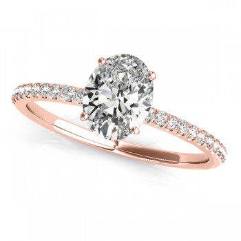 Diamond Accented Oval Shape Engagement Ring 14k Rose Gold (0.75ct)