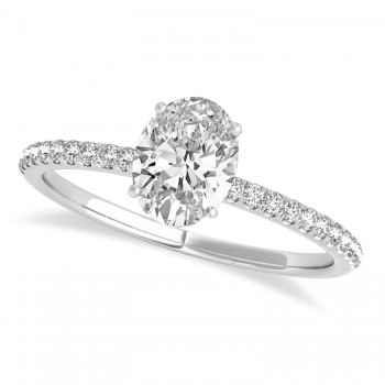 Lab Grown Diamond Accented Oval Shape Engagement Ring 14k White Gold (1.50ct)