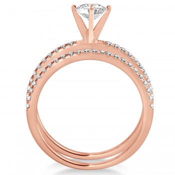 Lab Grown Diamond Accented Bridal Set Setting 14k Rose Gold (0.25ct)