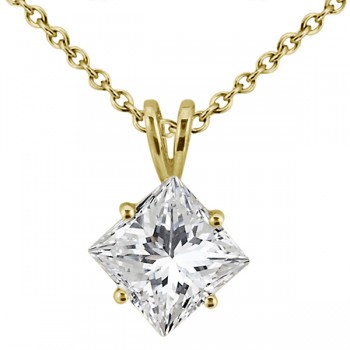 1.00ct. Princess-Cut Diamond Solitaire Pendant in 18k Yellow Gold (H, VS2)