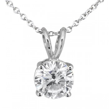 1.00ct. Round Diamond Solitaire Pendant in 18k White Gold (H, VS2)