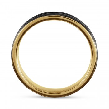 Tungsten Hammered Wedding Band Black PVD & 18K Yellow Gold PVD (4mm)