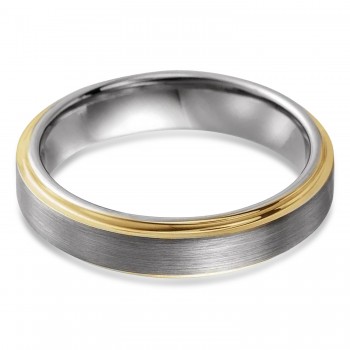Two Tone Wedding Ring Band 18K Yellow Gold PVD Tungsten (5mm)