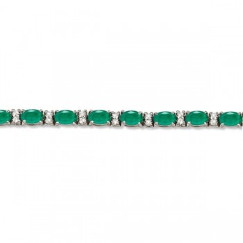 Diamond & Oval Cut Emerald Tennis Bracelet 14k White Gold (9.25ctw)