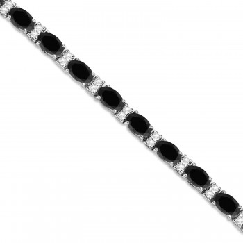 Black & Lab White Diamond Oval Cut Tennis Bracelet 14k White Gold (9.25ctw)