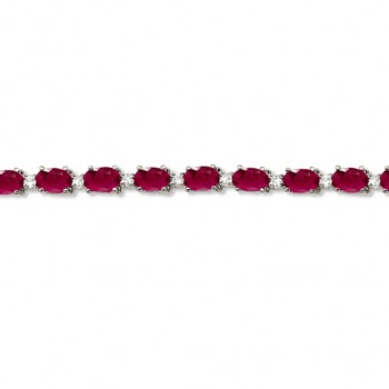 Ruby & Diamond Tennis Bracelet 14k White Gold (12.00ct)