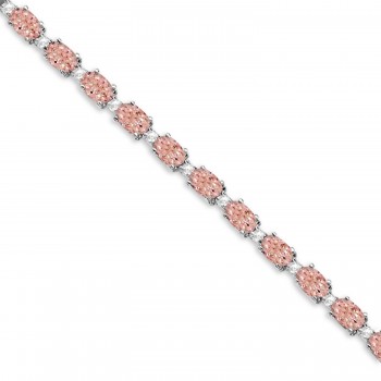 Morganite & Diamond Tennis Bracelet 14k White Gold (12.00ct)