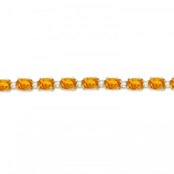 Citrine & Diamond Tennis Link Bracelet 14k Yellow Gold (12.00ct)
