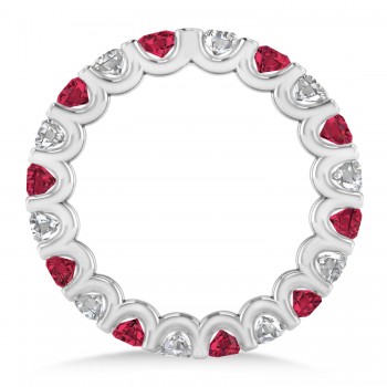 Diamond & Ruby Eternity Wedding Band 14k White Gold (2.10ct)