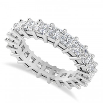 Princess Cut Diamond Eternity Wedding Band 14k White Gold (3.96ct)