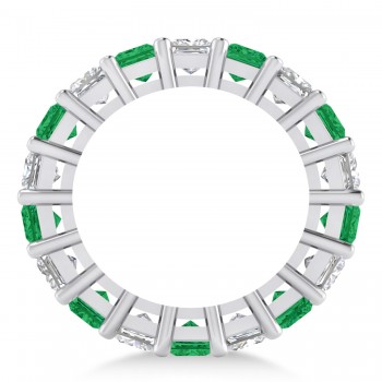 Princess Diamond & Emerald Wedding Band 14k White Gold (5.94ct)