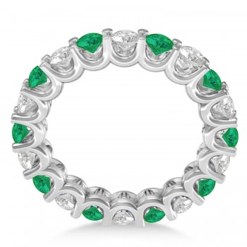 Diamond & Emerald Eternity Wedding Band 14k White Gold (2.40ct)
