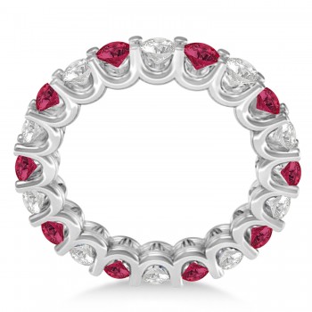 Diamond & Ruby Eternity Wedding Band 14k White Gold (2.40ct)