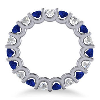 Diamond & Blue Sapphire Eternity Wedding Band 14k White Gold (3.53ct)