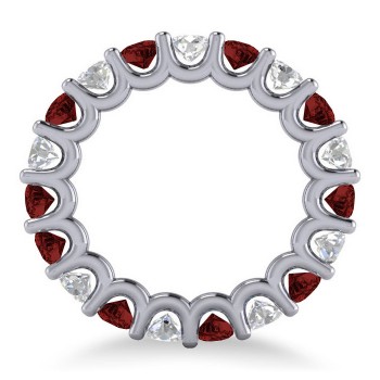 Diamond & Garnet Eternity Wedding Band 14k White Gold (3.53ct)