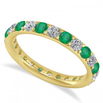 Diamond & Emerald Eternity Wedding Band 14k Yellow Gold (1.50ct)