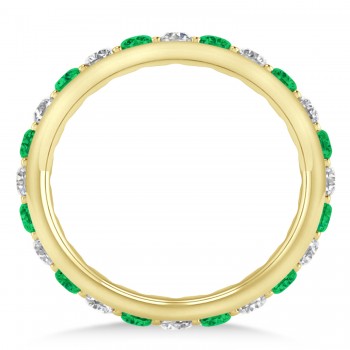 Diamond & Emerald Eternity Wedding Band 14k Yellow Gold (1.50ct)