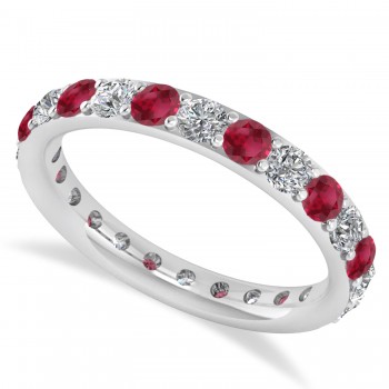 Diamond & Ruby Eternity Wedding Band 14k White Gold (1.50ct)