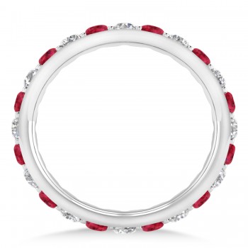 Diamond & Ruby Eternity Wedding Band 14k White Gold (1.50ct)
