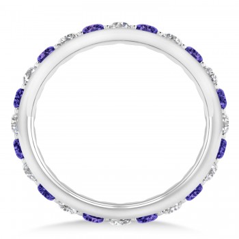 Diamond & Tanzanite Eternity Wedding Band 14k White Gold (1.50ct)