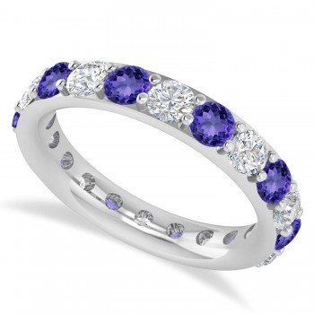 Diamond & Tanzanite Eternity Wedding Band 14k White Gold (2.50ct)