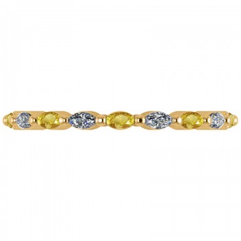Diamond & Yellow Sapphire Marquise Wedding Ring Band 14k Yellow Gold (0.74ct)