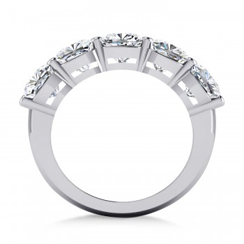 Cushion Diamond Five Stone Wedding Band 14k White Gold (5.00ct)