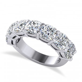 Cushion Lab Grown Diamond Seven Stone Wedding Band 14k White Gold (5.25ct)