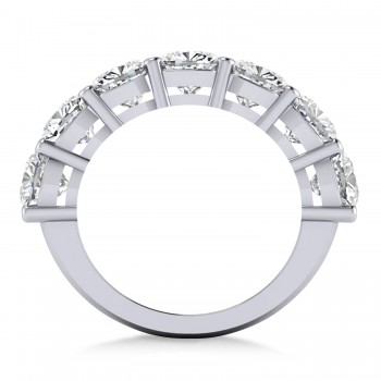 Cushion Lab Grown Diamond Seven Stone Wedding Band 14k White Gold (5.25ct)