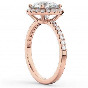 Halo Moissanite & Diamond Engagement Ring 14K Rose Gold 2.10ct
