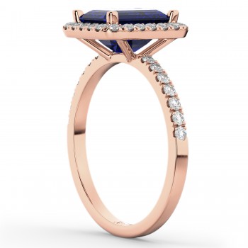 Blue Sapphire & Diamond Engagement Ring 14k Rose Gold (3.32ct)