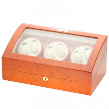Six Watch Winder & Watch Storage in Burl Wood