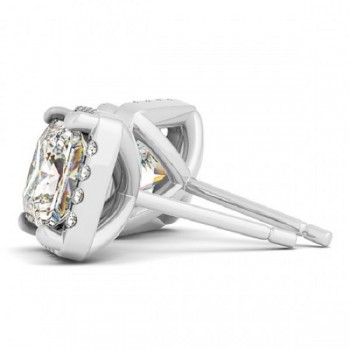 Diamond Princess-cut Square Halo Stud Earrings 14k White Gold (1.70ct)