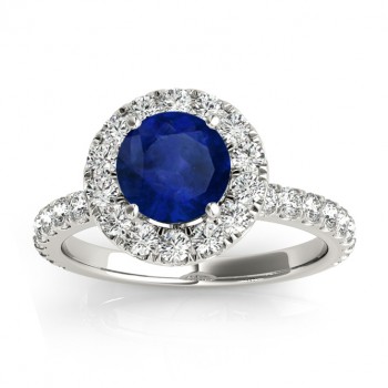 French Pave Halo Diamond Engagement Ring Setting 14k White Gold 0.75ct