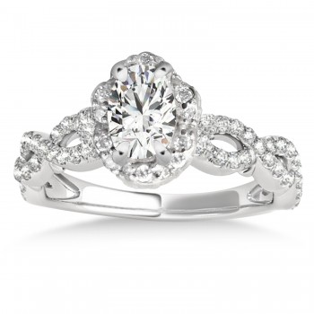 Twisted Halo Moissanite/Diamond Flower Engagement Ring Setting 14k W. Gold 1.06ct