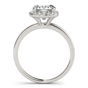 Cushion Diamond Halo Engagement Ring 14k White Gold (0.15ct)