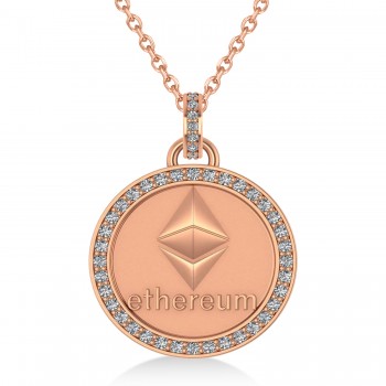 Diamond Cryptocurrency Ethereum Pendant Necklace With Bail 14k Rose Gold (0.44ct)