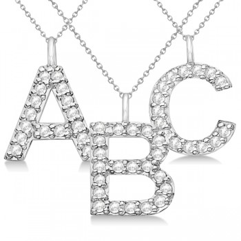 Customized Block-Letter Pave Diamond Initial Pendant in 14k White Gold (Letter G)