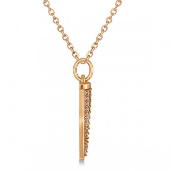 Diamond Accented Italian Horn Drop Pendant 14k Rose Gold (0.22ct)