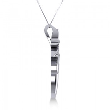 Diamond Summer Palm Tree Pendant Necklace 14k White Gold (0.24ct)