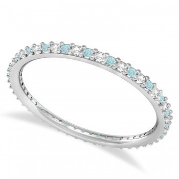 Custom-Made Petite Aquamarine Eternity Wedding Band 14k White Gold (0.25ct) 