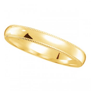 Unisex Wedding Band Dome Comfort-Fit Milgrain 14k Yellow Gold (4 mm) Size 5.25