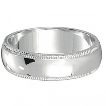 Men's Wedding Band Dome Comfort-Fit Miligrain 14k White Gold (6 mm) Size 6
