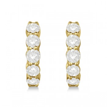 Hinged Hoop Diamond Huggie Style Earrings 14k Yellow Gold (2.00ct)