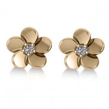 Diamond Flower Blossom Stud Earrings 14k Yellow Gold (0.06ct)