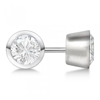 0.75ct. Bezel Set Diamond Stud Earrings 18kt White Gold (G-H, VS2-SI1)