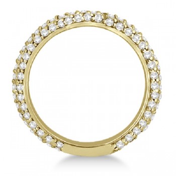 Eternity Pave Set Trio Diamond Wedding Band 14k Yellow Gold (0.75ct)